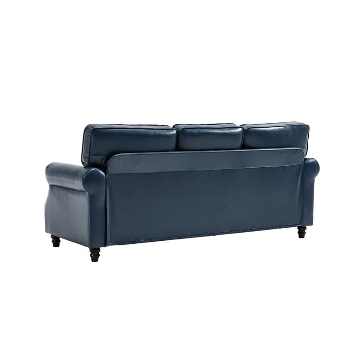 WILLOVE 79" Black Faux Leather Sofa