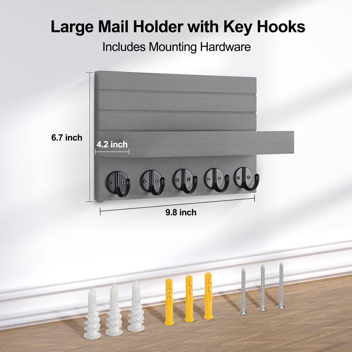 Wall Key & Mail Holder – Wood