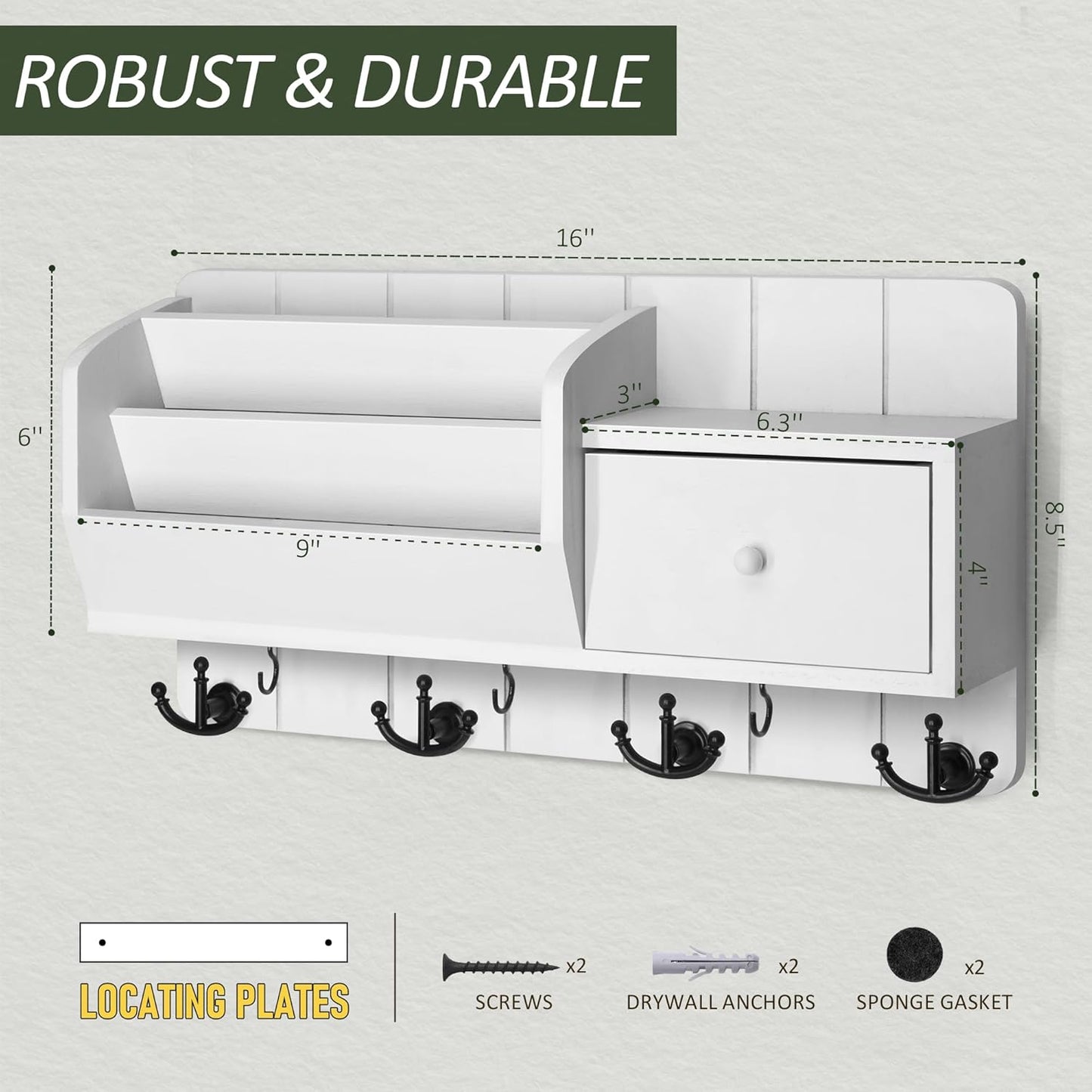 Rebee Vision Key & Mail Holder – White