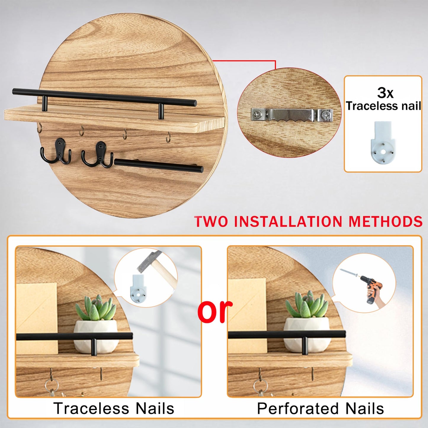 Wall Key & Mail Holder – Rustic