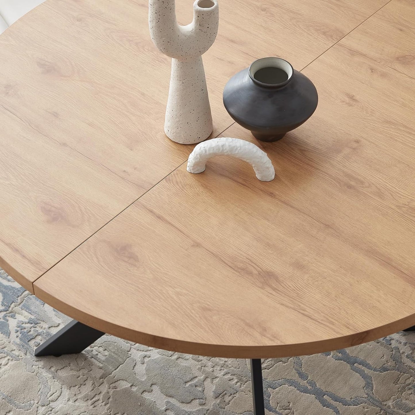 46.4" Round Dining Table Set – 4 Brown Chairs