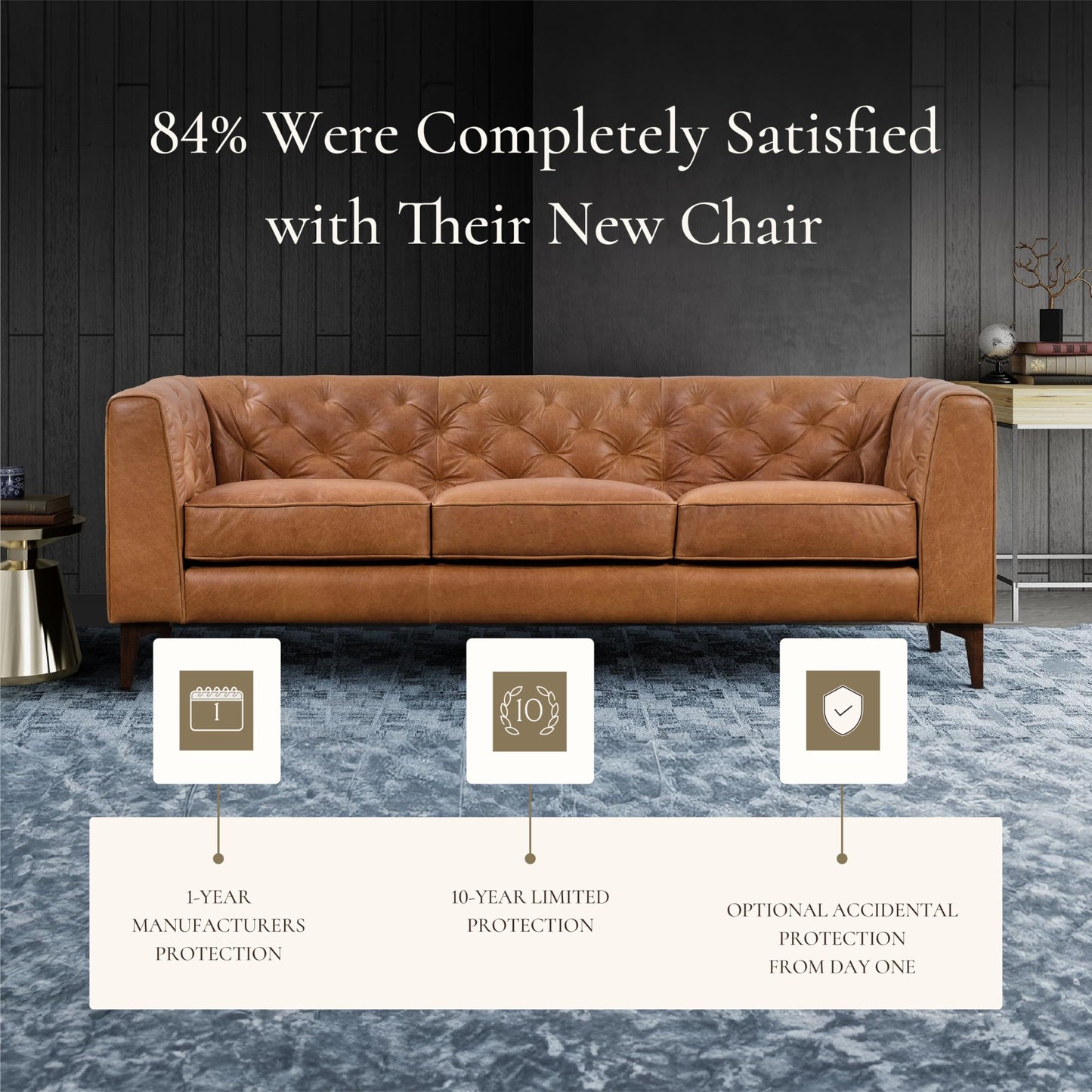 POLY & BARK 74" Leather Sofa – Cognac Tan