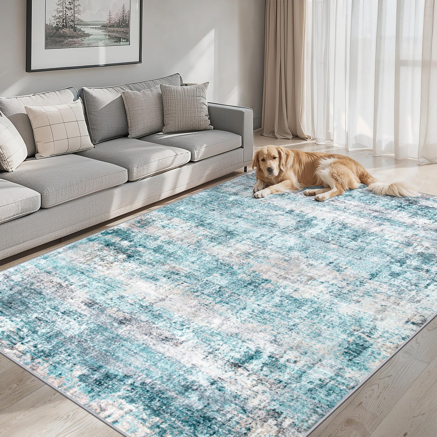 8x10 Ft Grey Abstract Area Rug