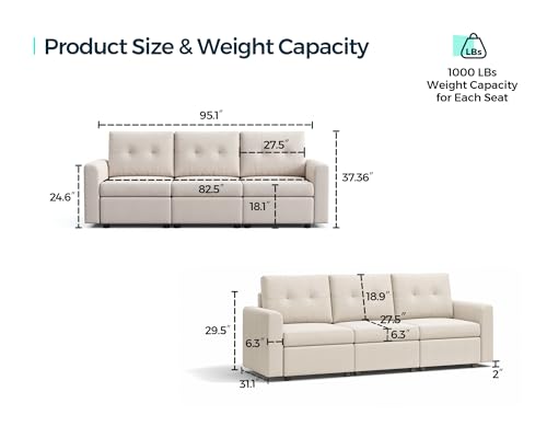 LINSY HOME Modular Sectional Sofa – Dark Gray