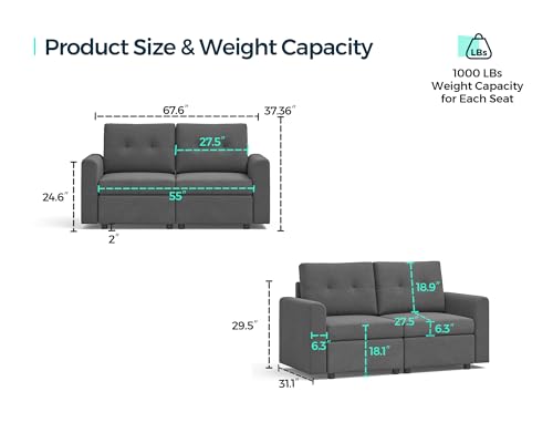 LINSY HOME Modular Sectional Sofa – Dark Gray