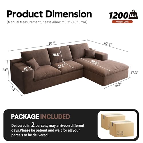 107" L-Shaped Sectional Sofa – Camel