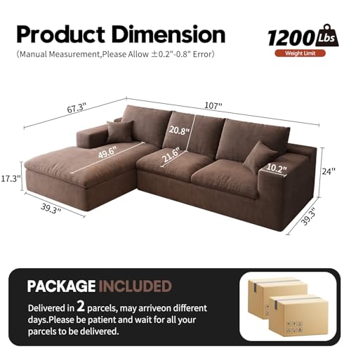107" L-Shaped Sectional Sofa – Camel