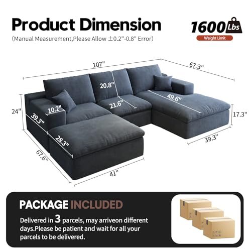 107" L-Shaped Sectional Sofa – Camel
