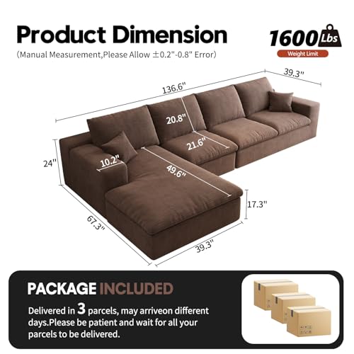 107" L-Shaped Sectional Sofa – Camel