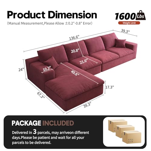 107" L-Shaped Sectional Sofa – Camel