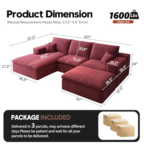 107" L-Shaped Sectional Sofa – Camel