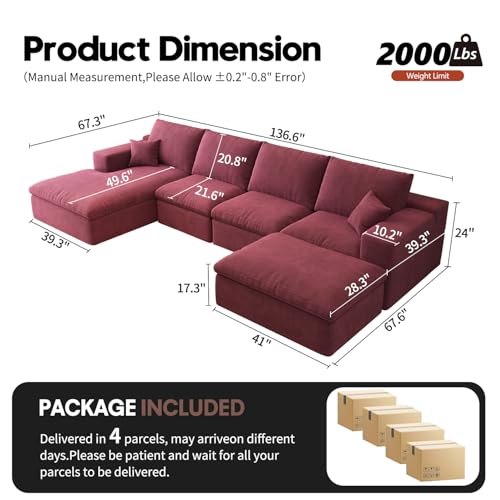 107" L-Shaped Sectional Sofa – Camel