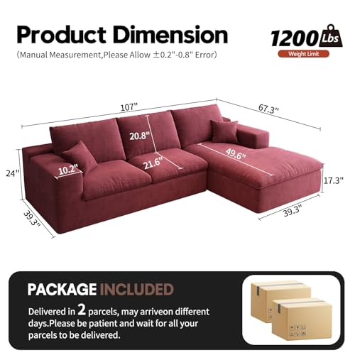 107" L-Shaped Sectional Sofa – Camel