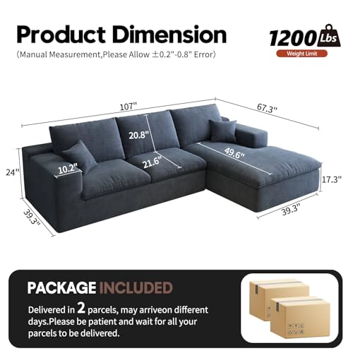 107" L-Shaped Sectional Sofa – Camel