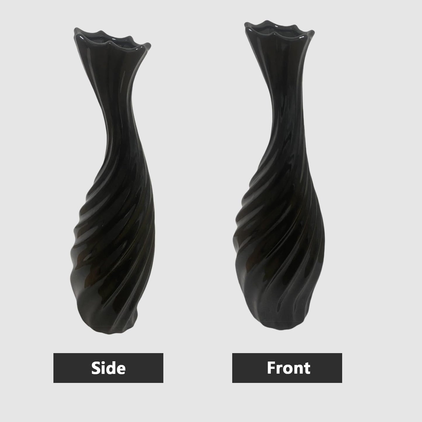 Black 12" Ceramic Flower Vase