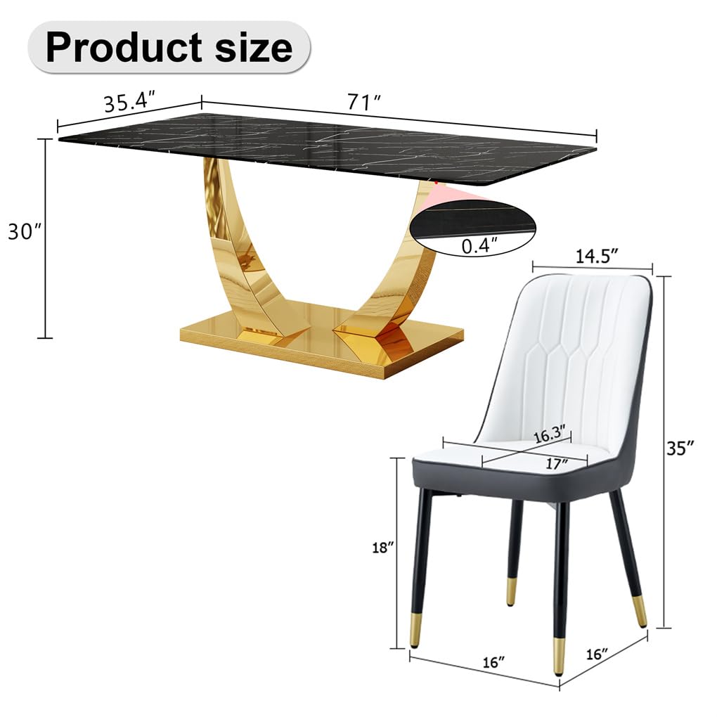 71" Black & Gold Dining Set for 8