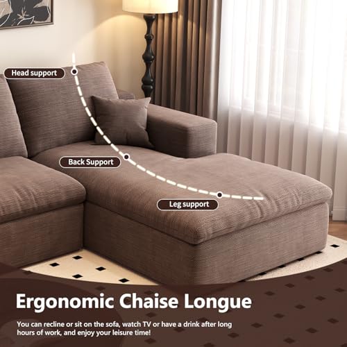 107" L-Shaped Sectional Sofa – Camel