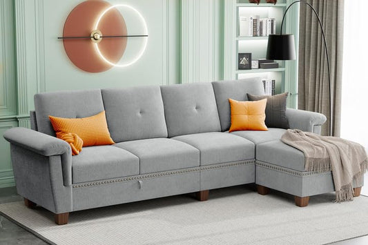 JAMFLY 4-Seat Sectional Sofa – Dark Gray