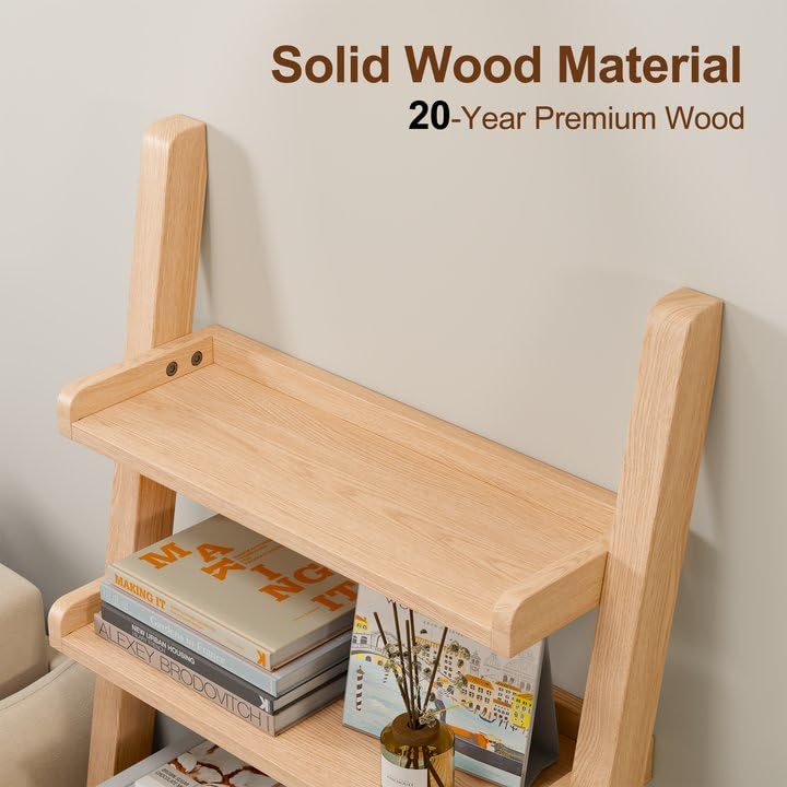 White 5-Tier Wooden Ladder Shelf