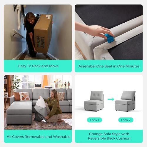 LINSY HOME Modular Sectional Sofa – Dark Gray