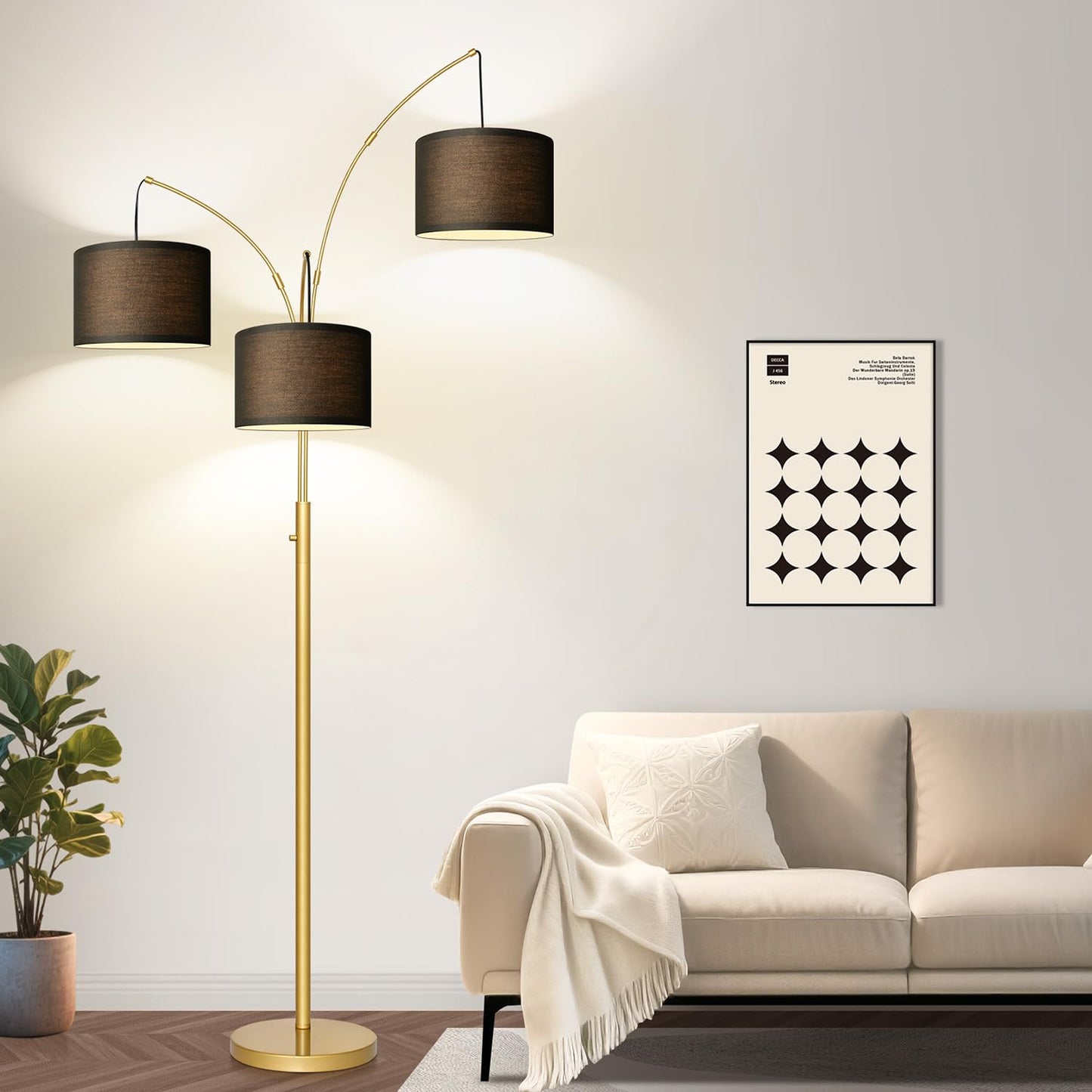 Dimmable 3-Light Arc Floor Lamp