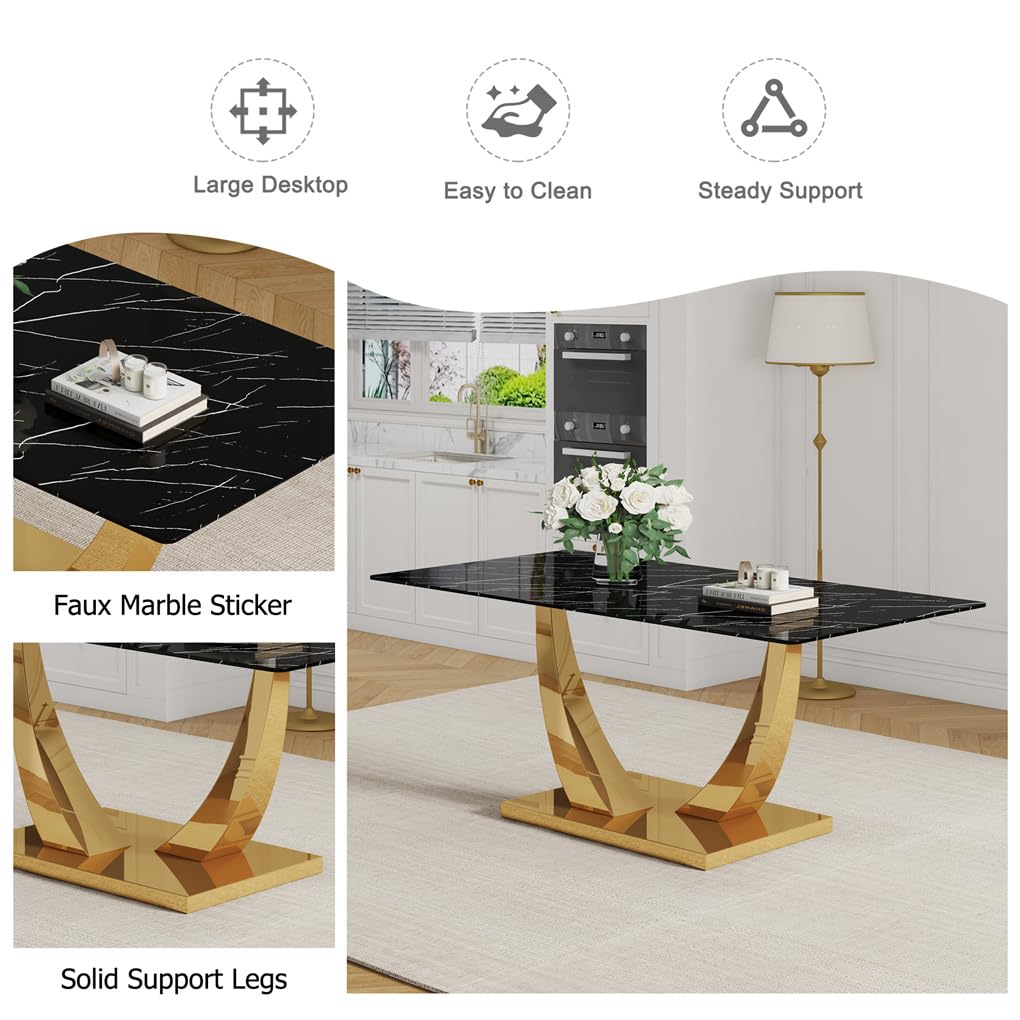 71" Black & Gold Dining Set for 8