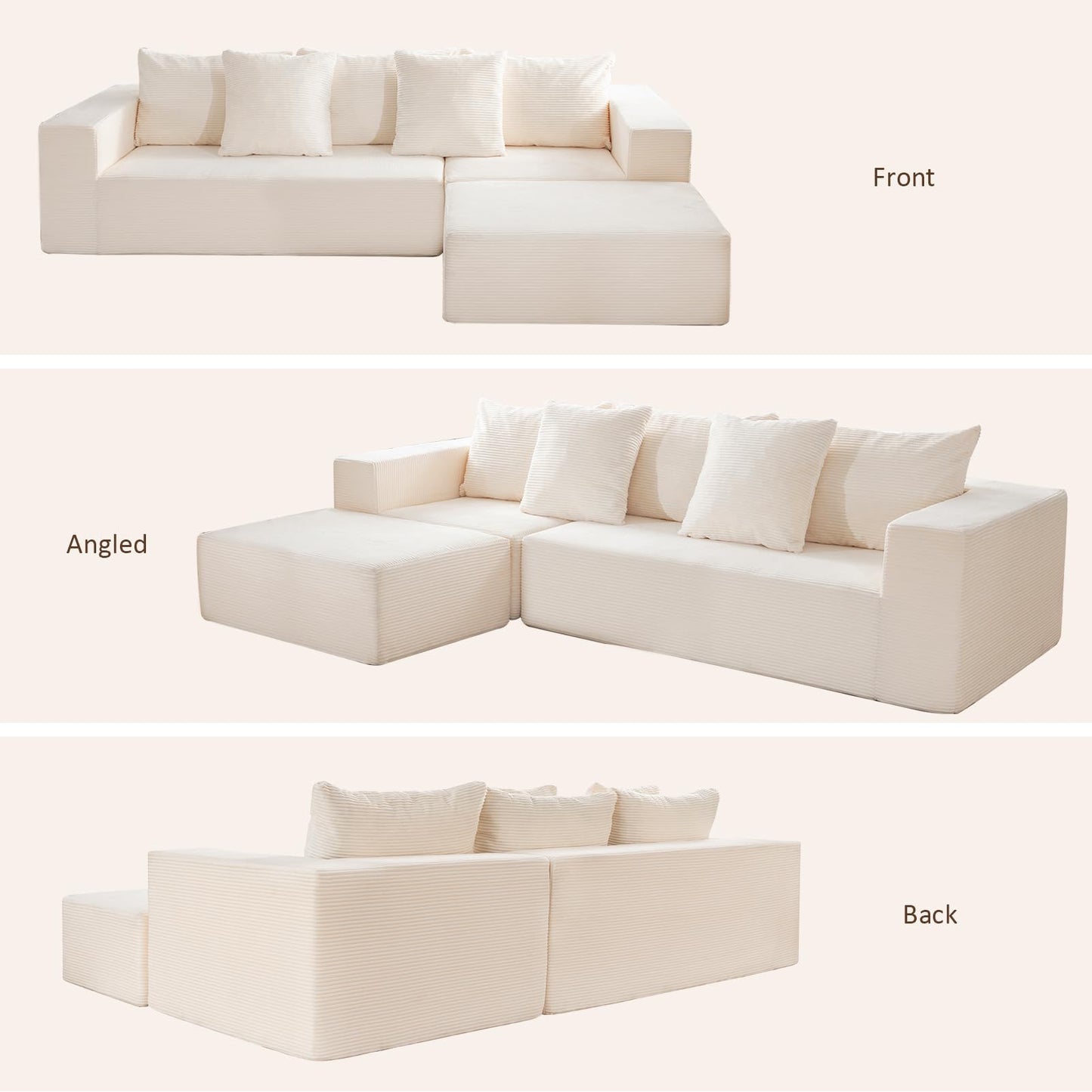 INGEROOM 108" Sectional Sofa – Dark Gray