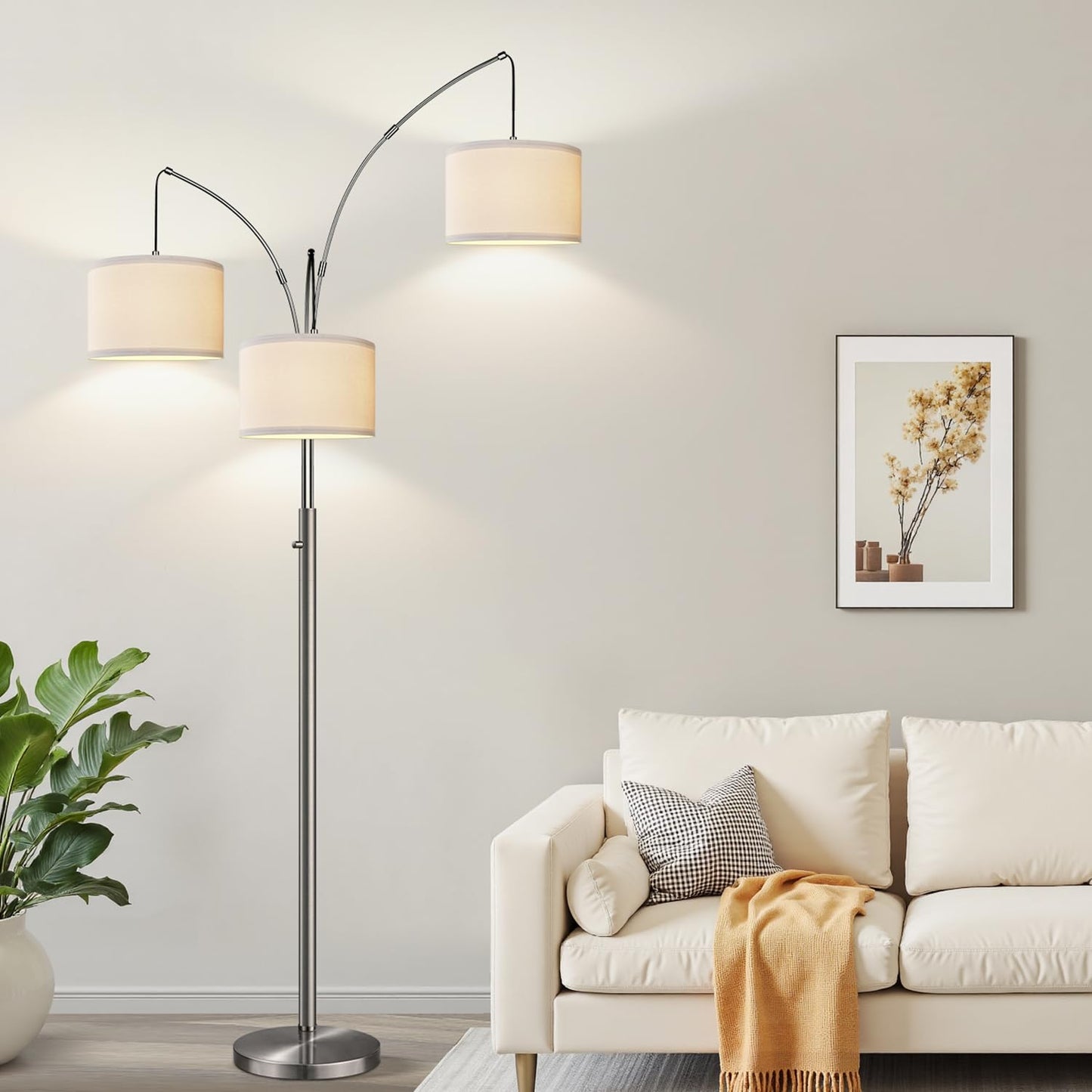 Dimmable 3-Light Arc Floor Lamp