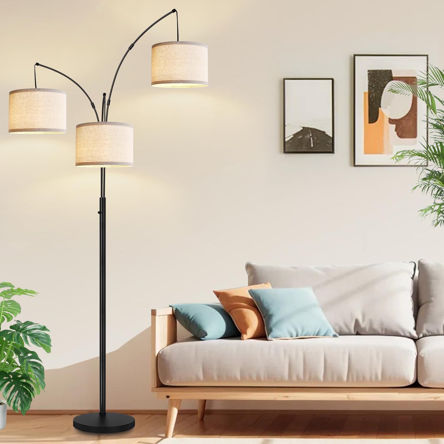 Dimmable 3-Light Arc Floor Lamp