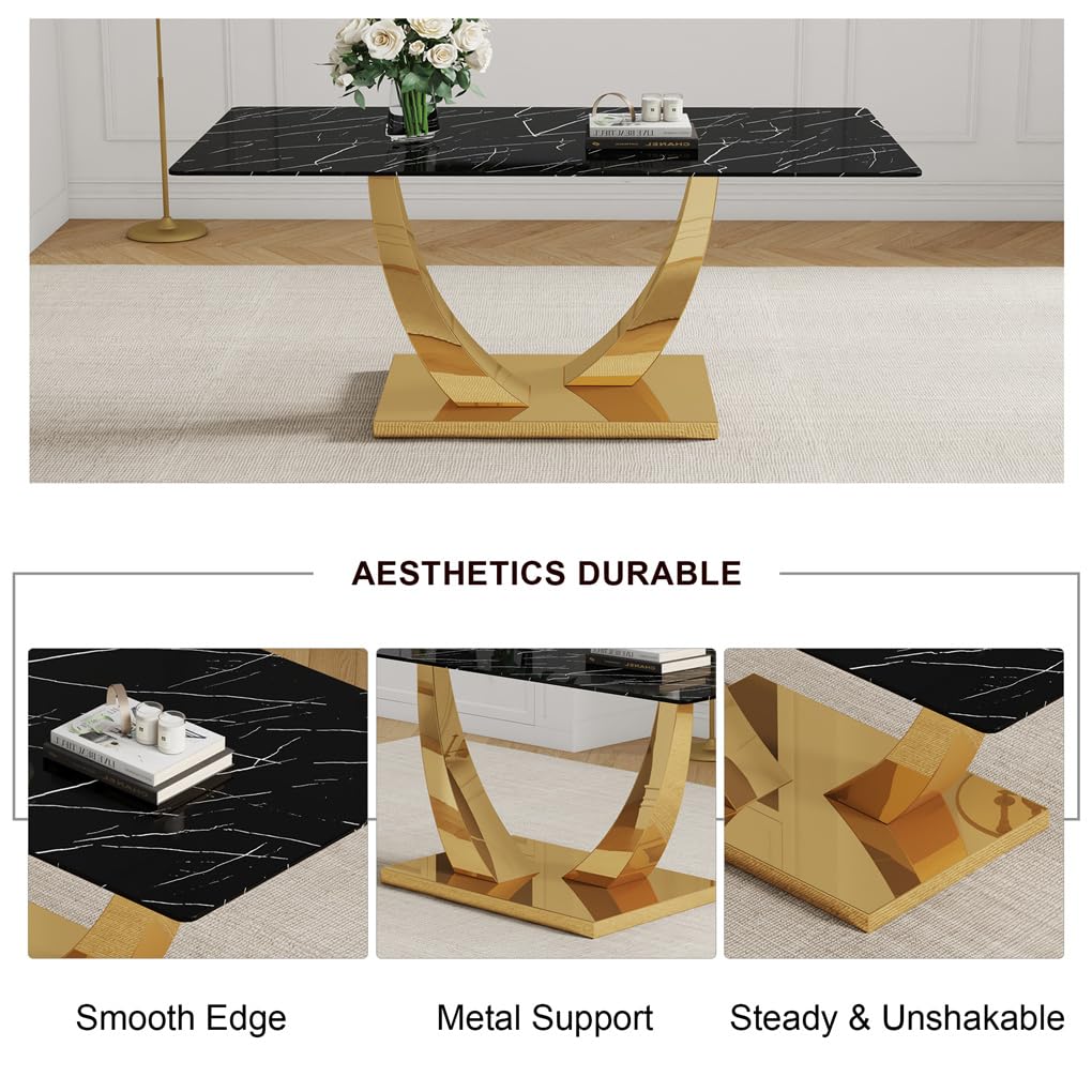 71" Black & Gold Dining Set for 8