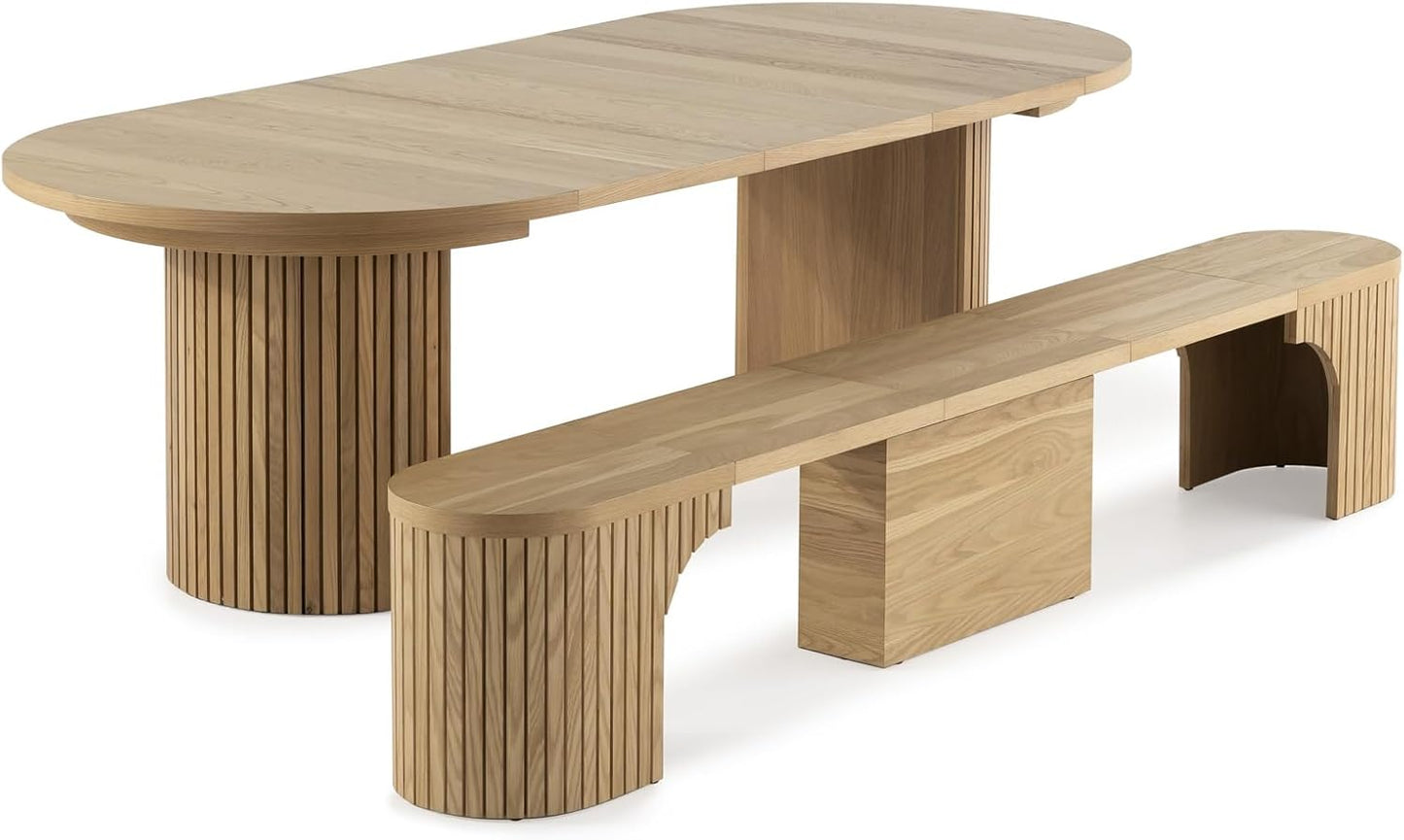 Natural Transformer Round Extendable Dining Set