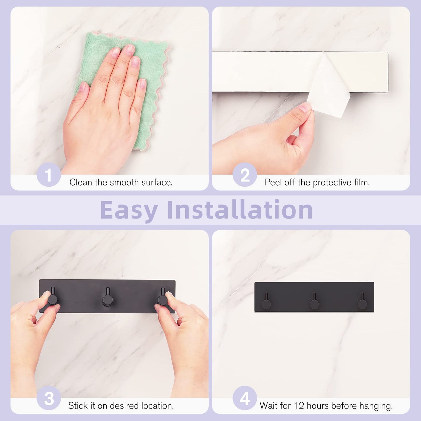 VIS'V Adhesive Wall Key Holder – Black