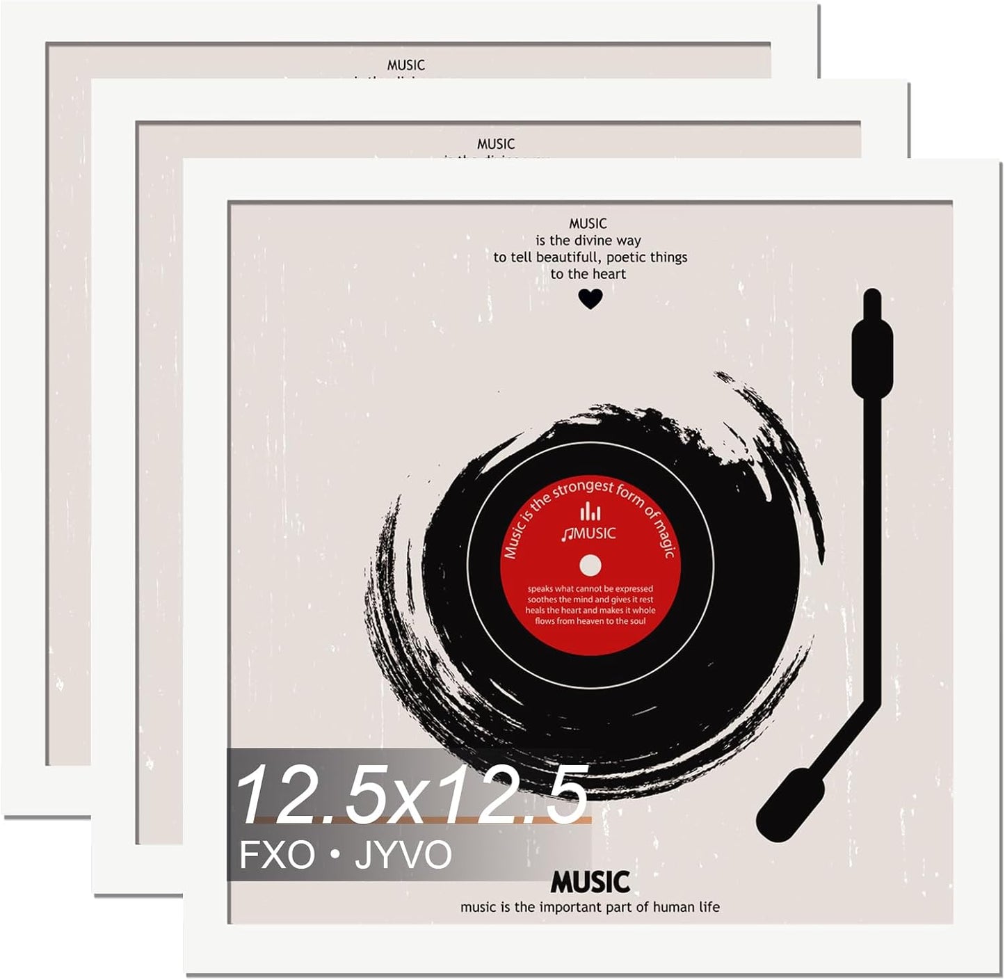 4-Pack 12.5" White Vinyl Record Frames