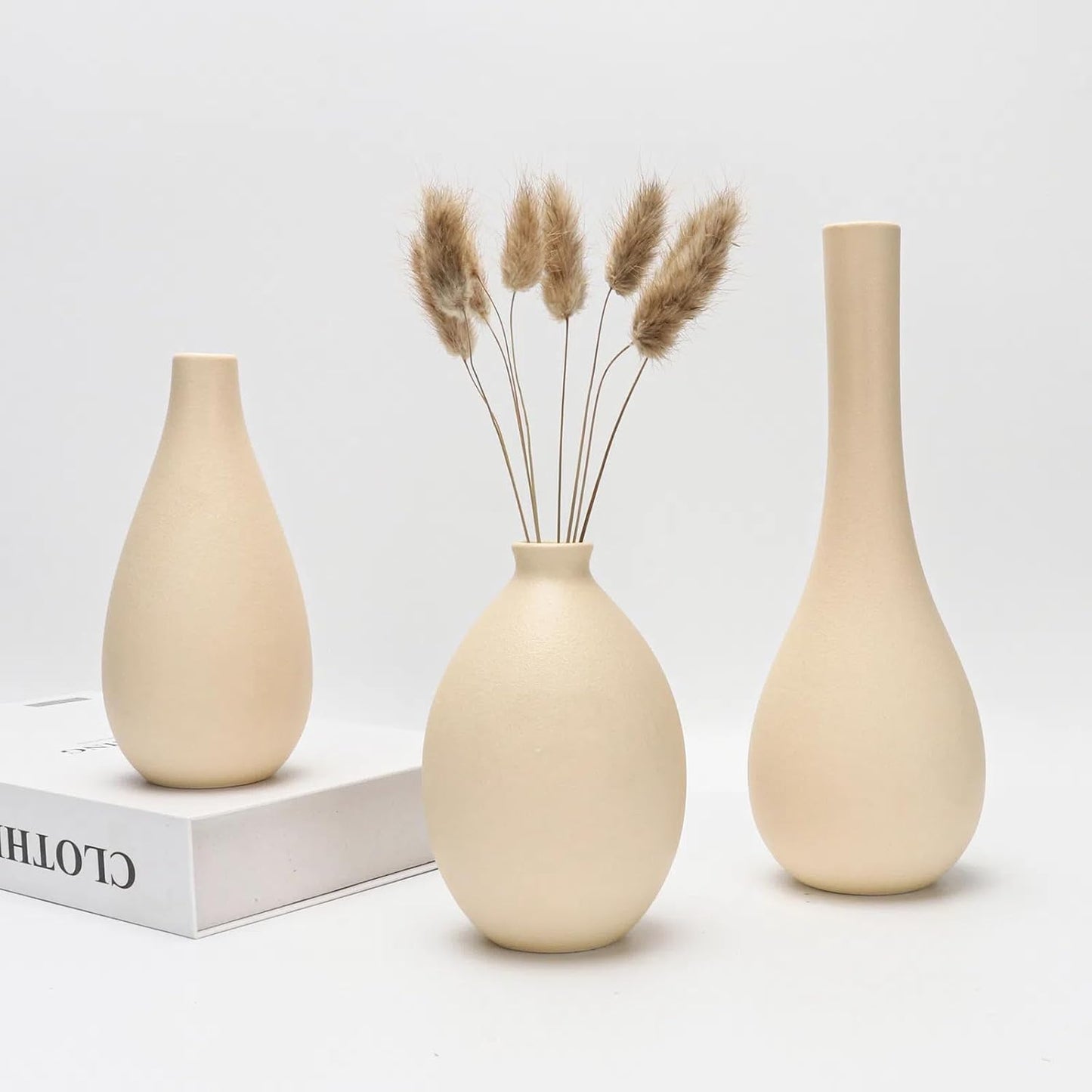 Beige 3-Piece Ceramic Vase Set