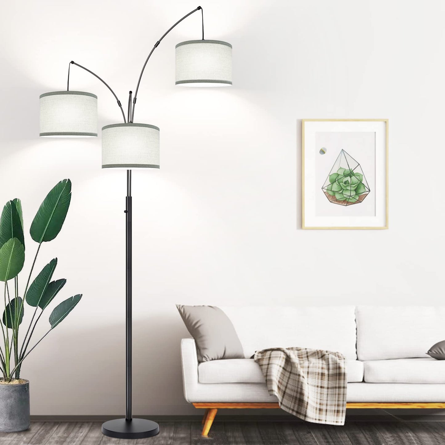 Dimmable 3-Light Arc Floor Lamp