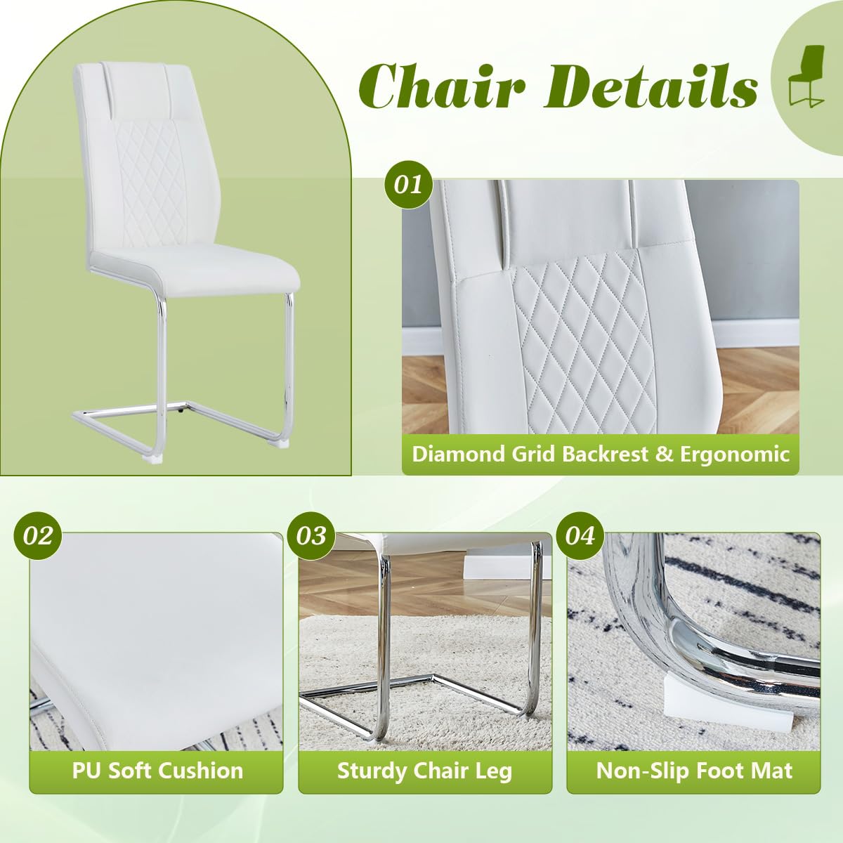 71" Glass Dining Table Set for 6