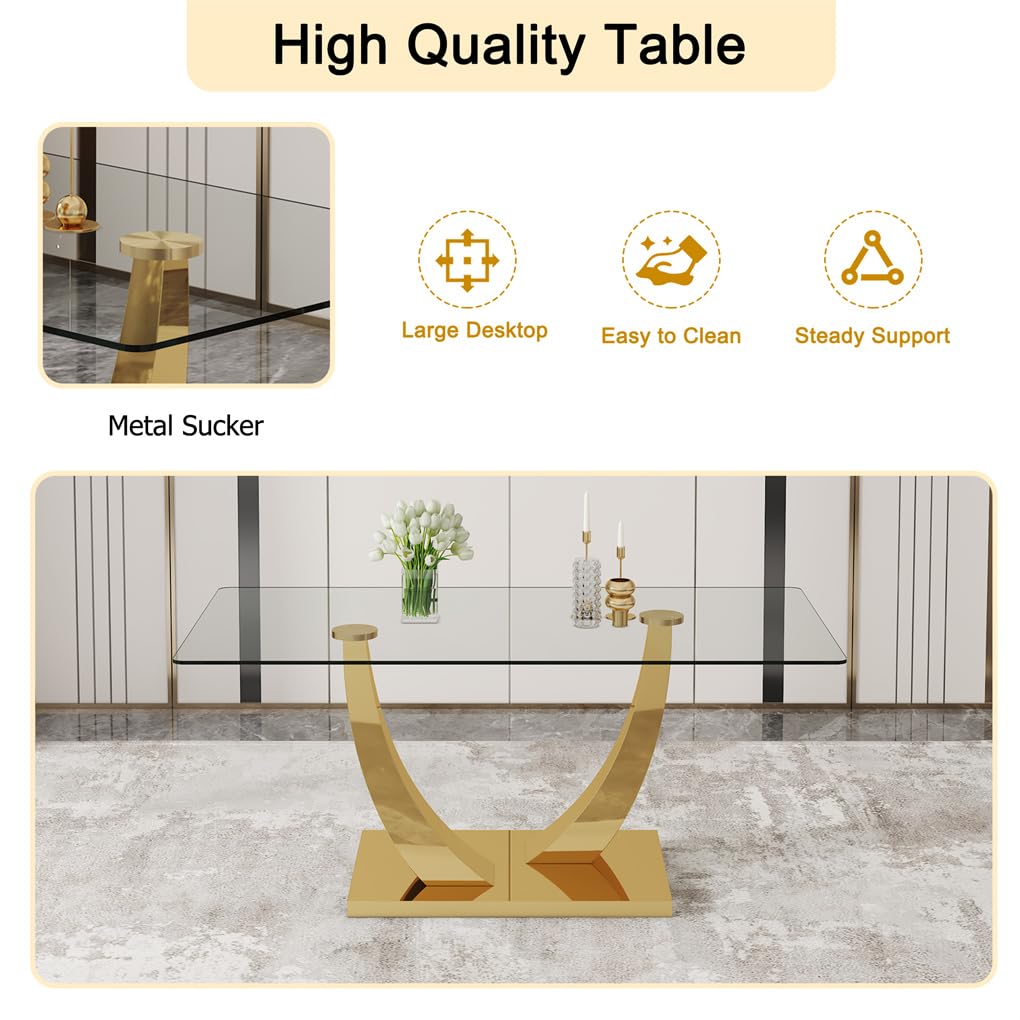 63" Glass Dining Table Set for 4