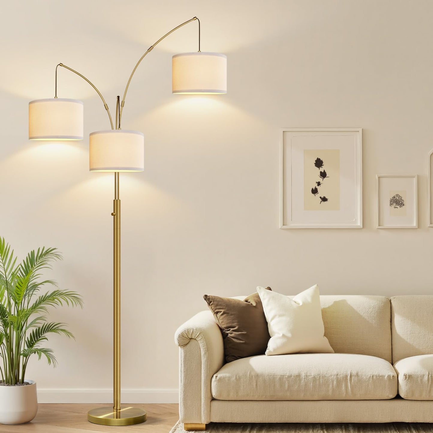 Dimmable 3-Light Arc Floor Lamp