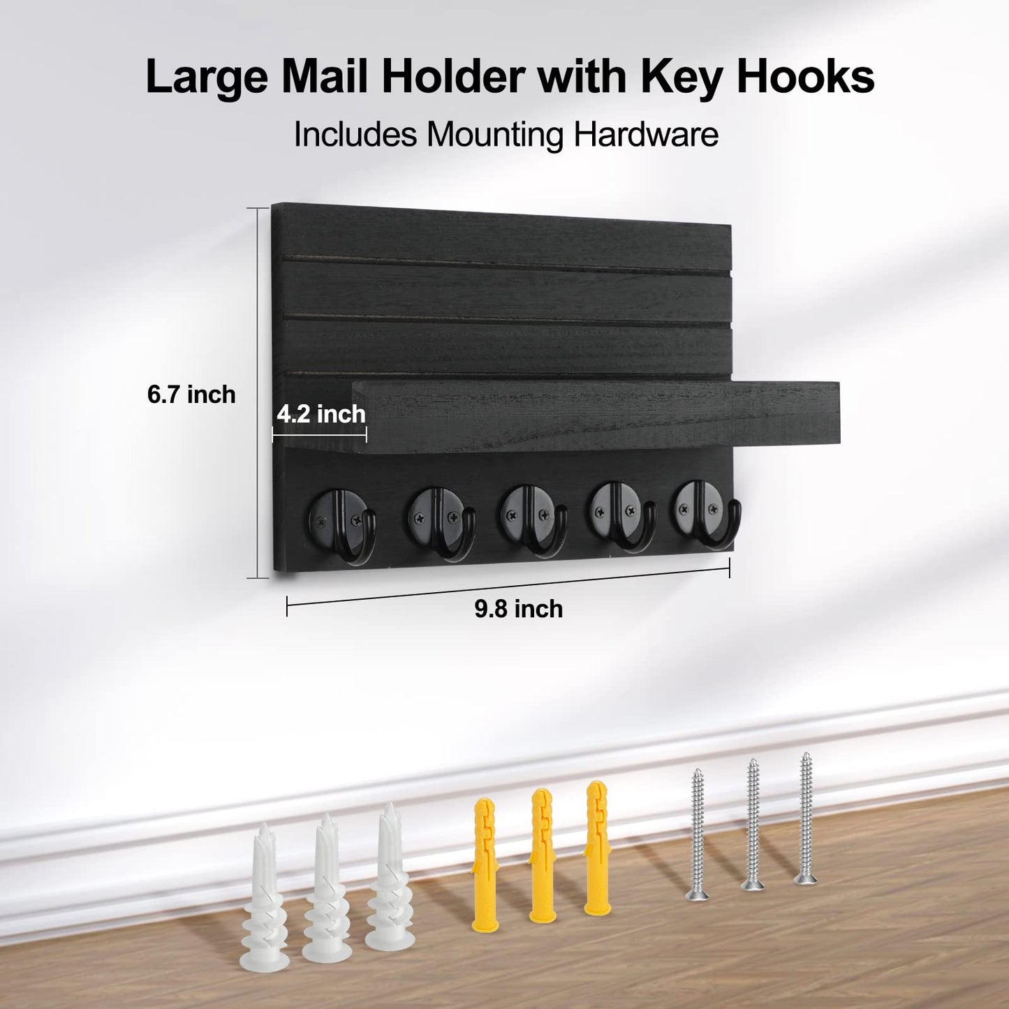 Wall Key & Mail Holder – Wood