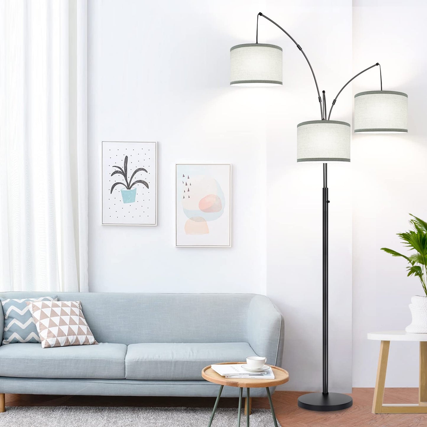 Dimmable 3-Light Arc Floor Lamp