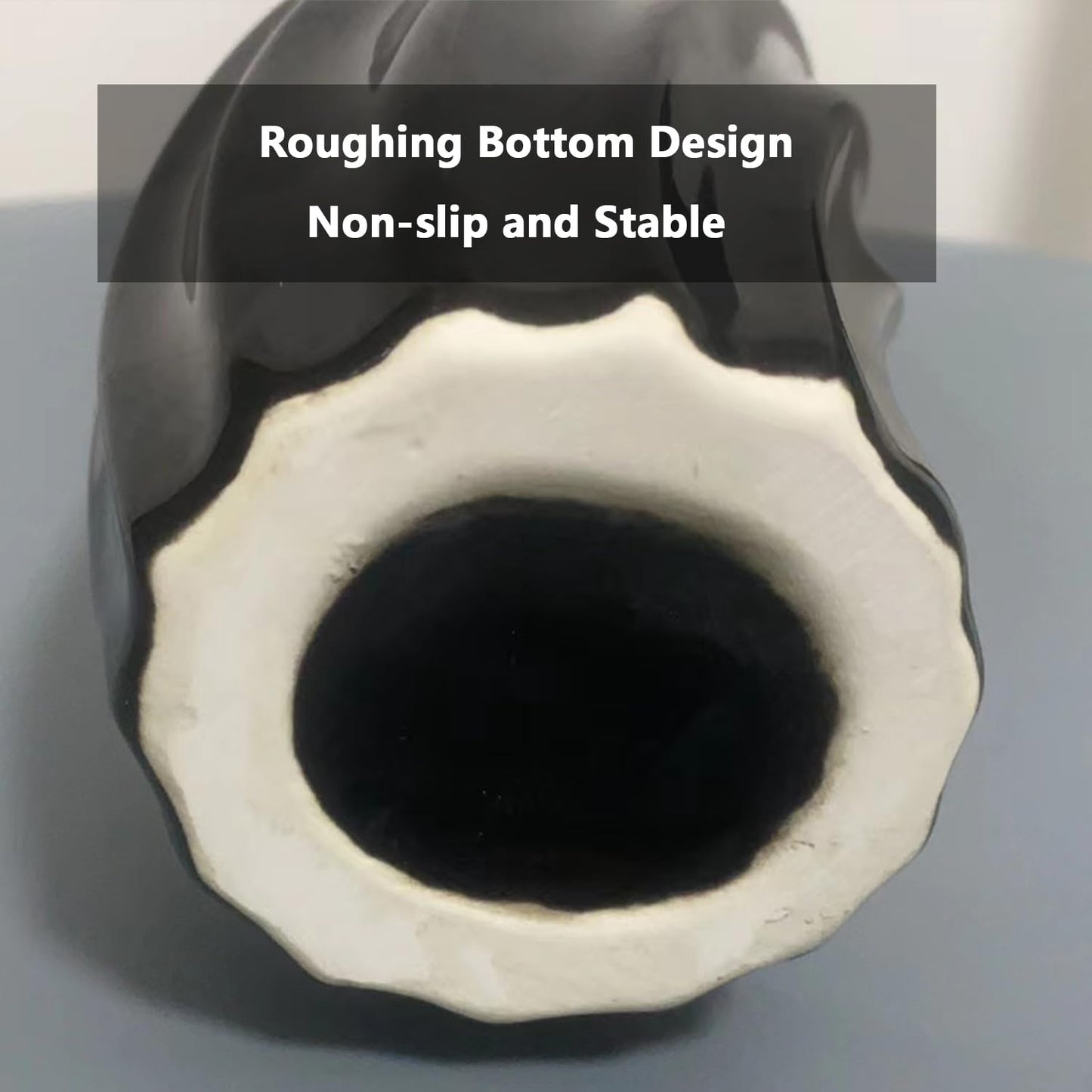 Black 12" Ceramic Flower Vase