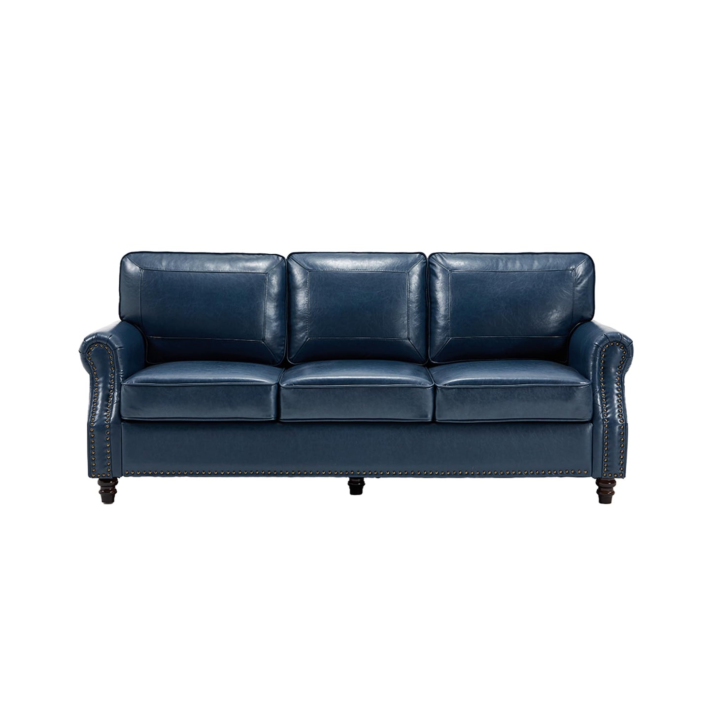 WILLOVE 79" Black Faux Leather Sofa