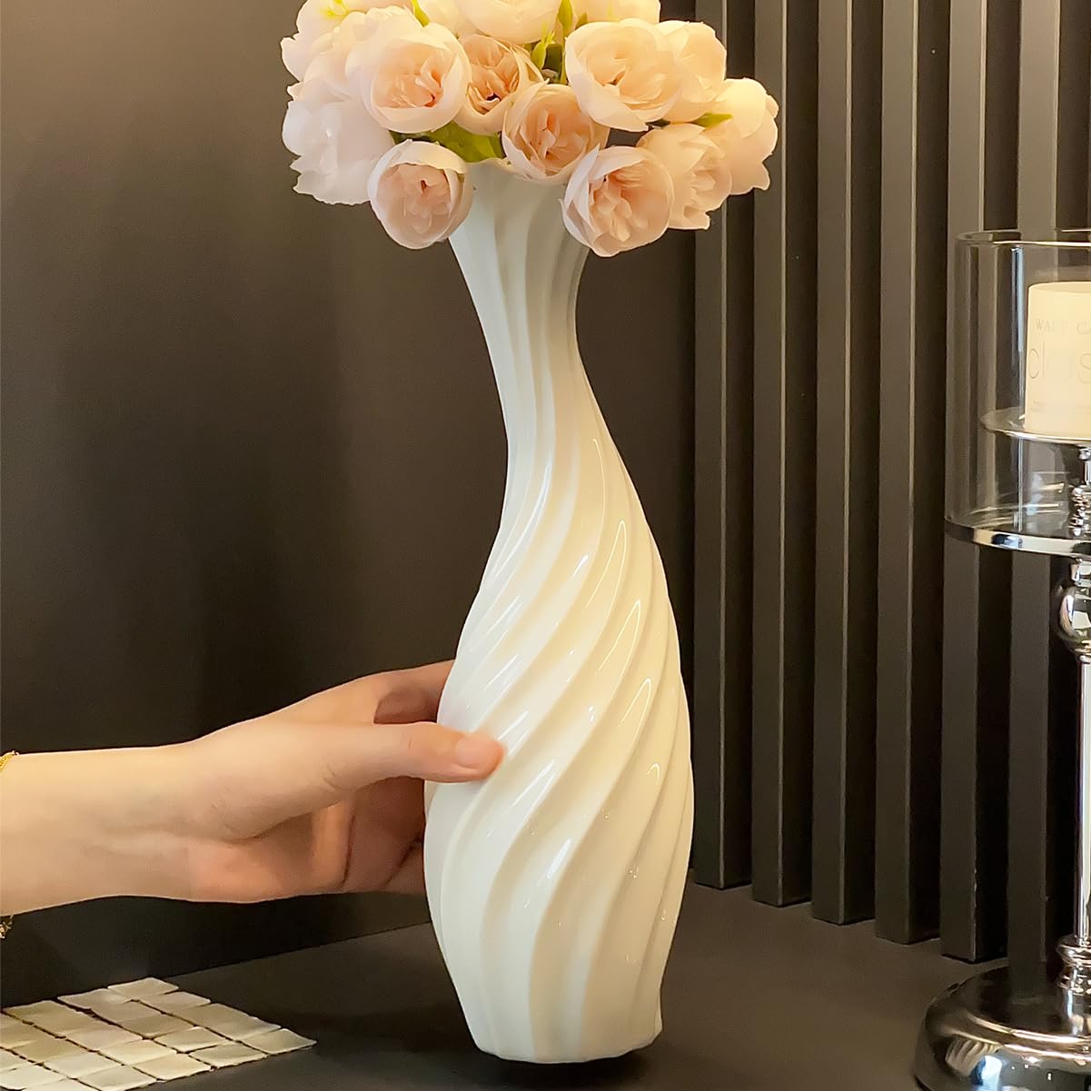 Black 12" Ceramic Flower Vase