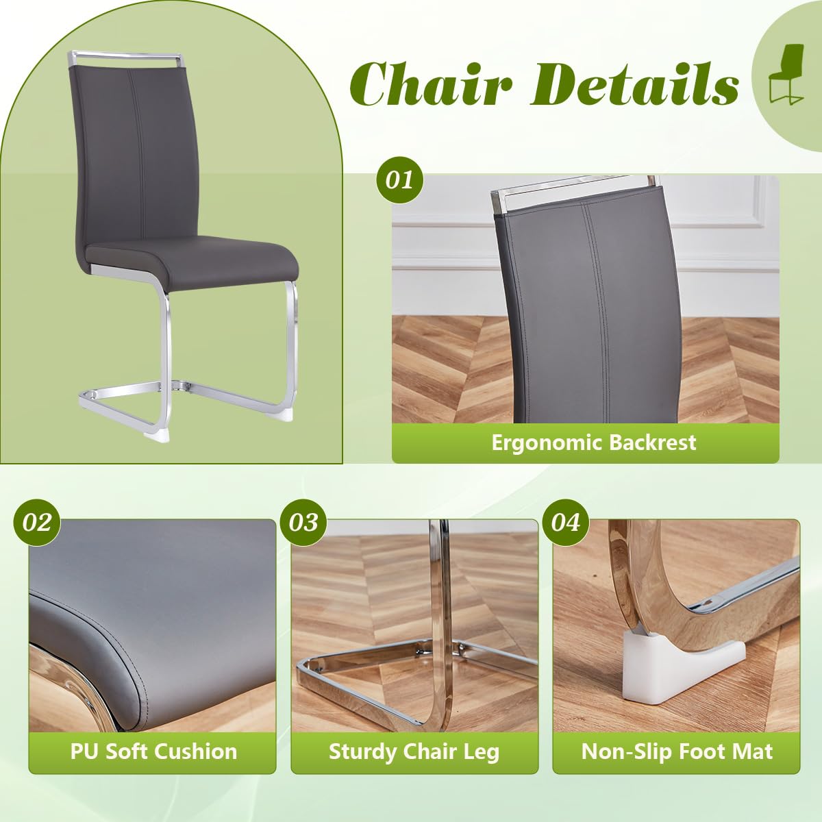 71" Glass Dining Table Set for 6