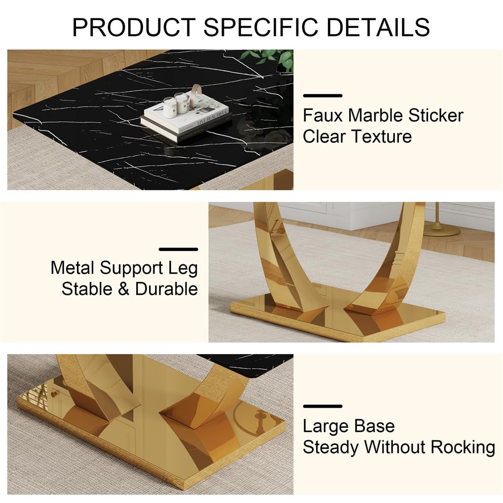 71" Black & Gold Dining Set for 8