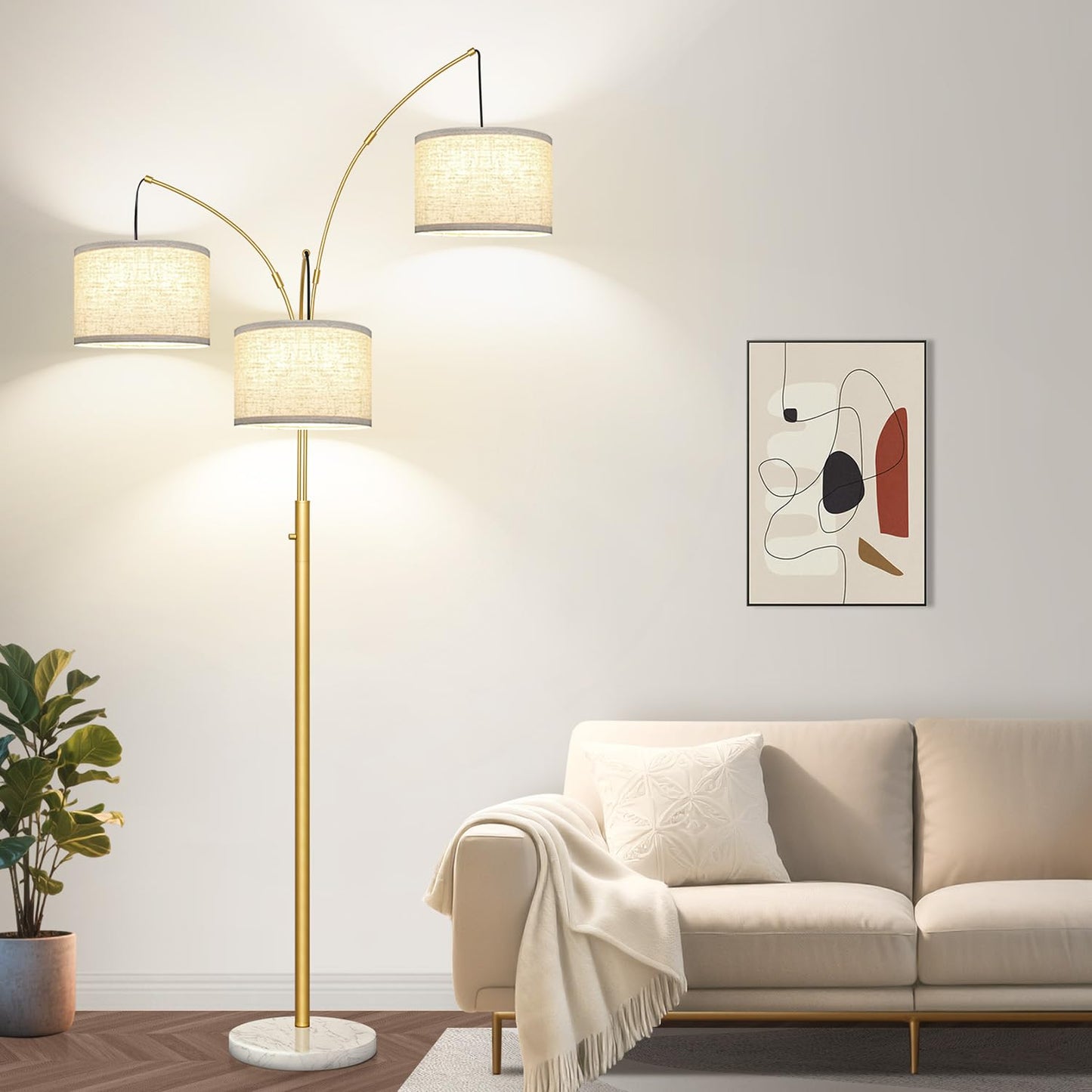 Dimmable 3-Light Arc Floor Lamp