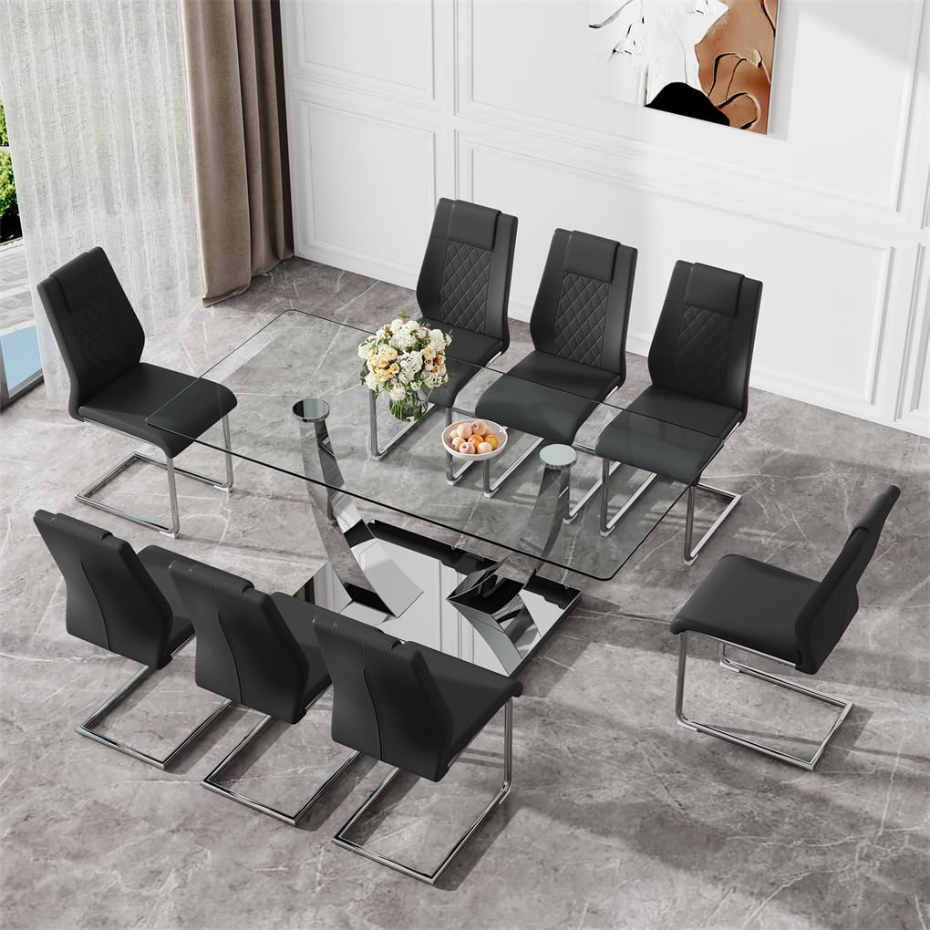 71" Glass Dining Table Set for 6