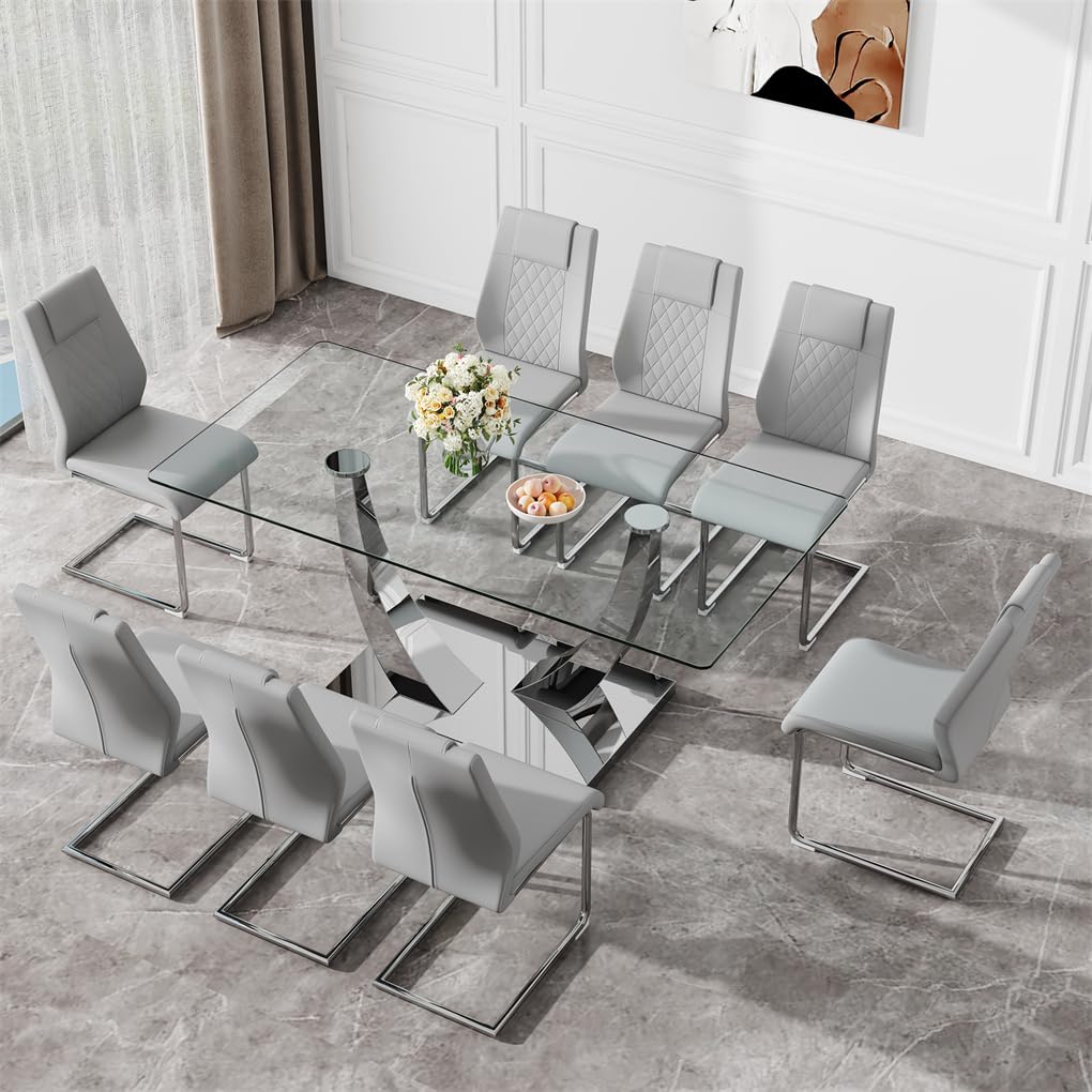 71" Glass Dining Table Set for 6
