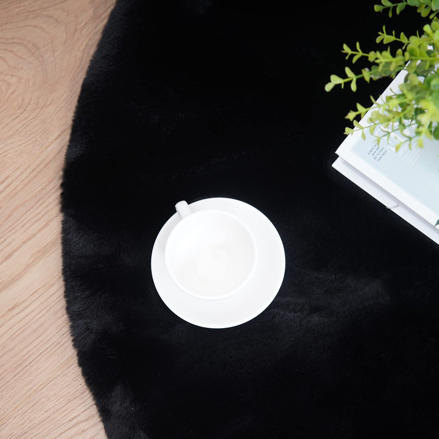 Latepis 3ft White Faux Fur Round Rug