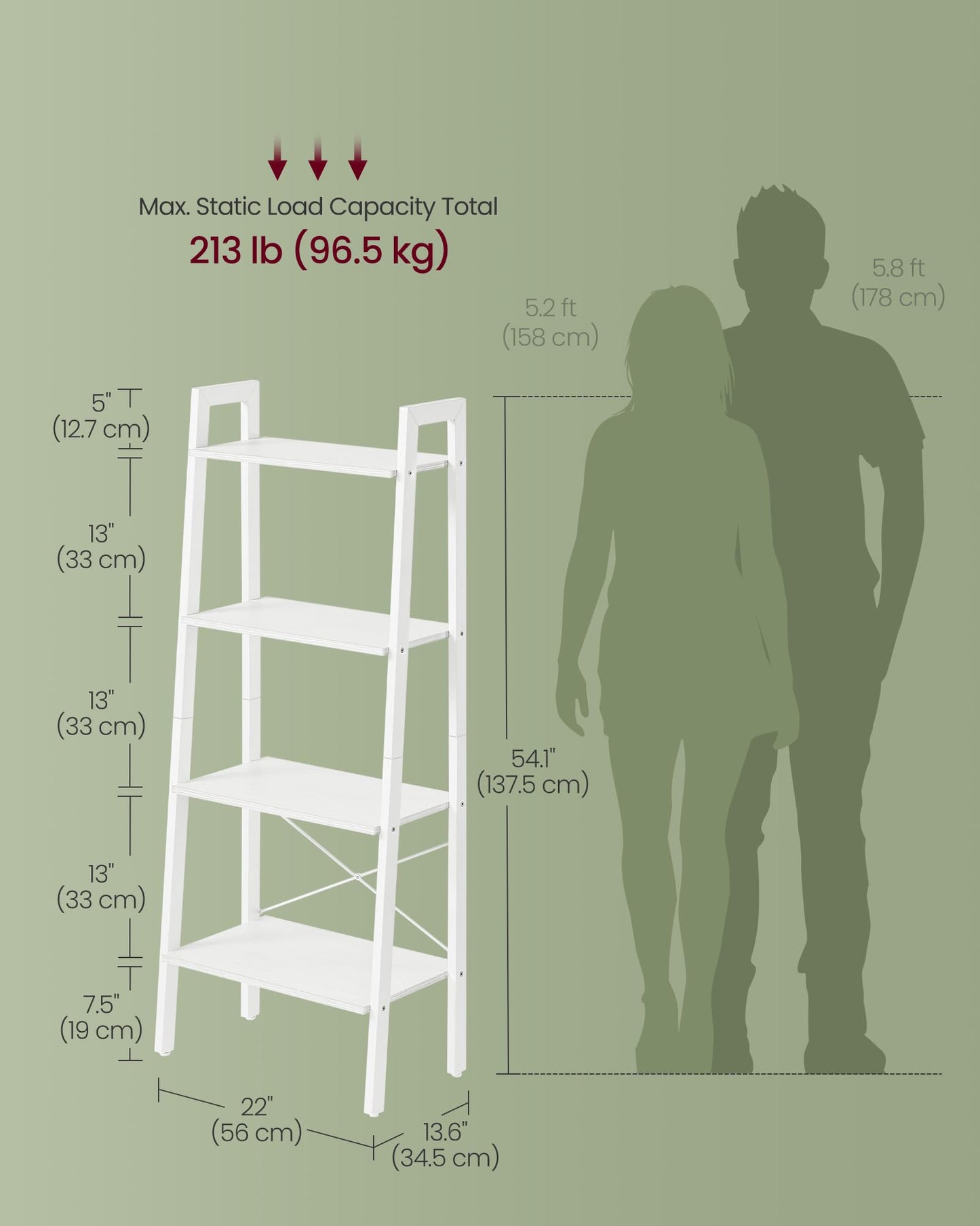 VASAGLE 5-Tier Ladder Bookshelf